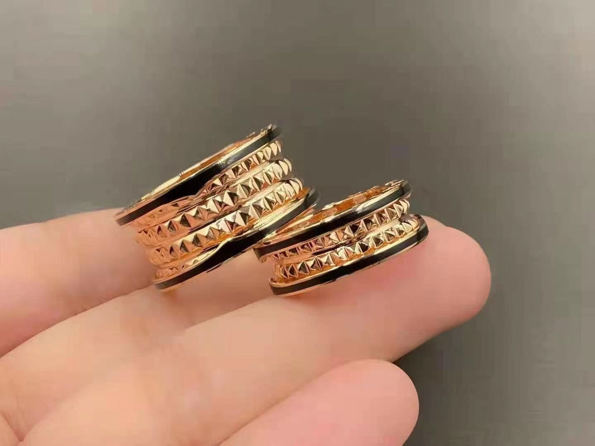 [⭐Hyrra Jewelry]ZERO 1 ROCK BLACK CERAMIC PINK GOLD LARGE MODEL