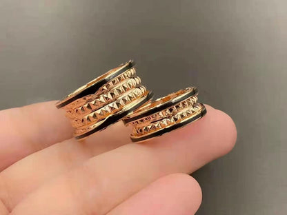 [⭐Hyrra Jewelry]ZERO 1 ROCK BLACK CERAMIC PINK GOLD LARGE MODEL
