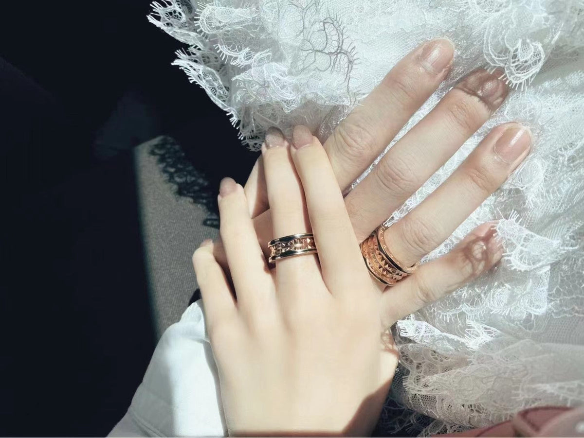 [⭐Hyrra Jewelry]ZERO 1 ROCK BLACK CERAMIC PINK GOLD LARGE MODEL