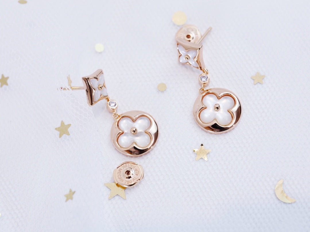 [⭐Hyrra Jewelry]STAR AND SUN PINK GOLD MOP DROP EARRINGS