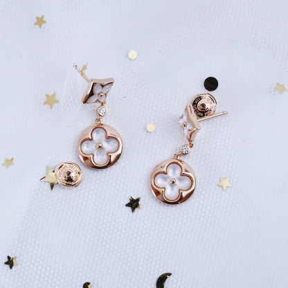 [⭐Hyrra Jewelry]STAR AND SUN PINK GOLD MOP DROP EARRINGS