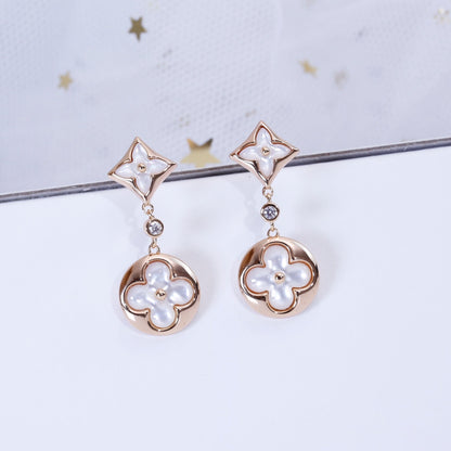 [⭐Hyrra Jewelry]STAR AND SUN PINK GOLD MOP DROP EARRINGS