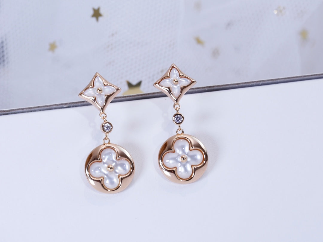 [⭐Hyrra Jewelry]STAR AND SUN PINK GOLD MOP DROP EARRINGS