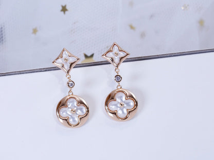 [⭐Hyrra Jewelry]STAR AND SUN PINK GOLD MOP DROP EARRINGS