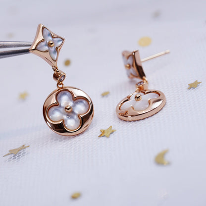 [⭐Hyrra Jewelry]STAR AND SUN PINK GOLD MOP DROP EARRINGS