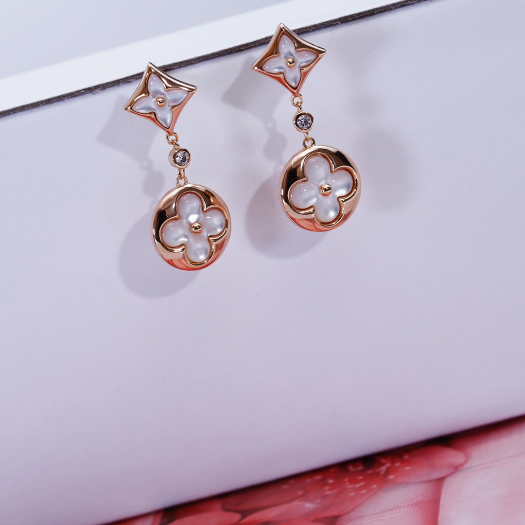 [⭐Hyrra Jewelry]STAR AND SUN PINK GOLD MOP DROP EARRINGS