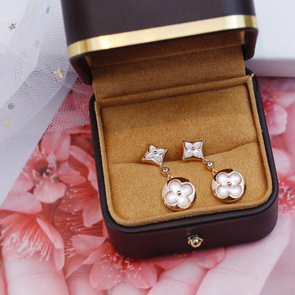 [⭐Hyrra Jewelry]STAR AND SUN PINK GOLD MOP DROP EARRINGS