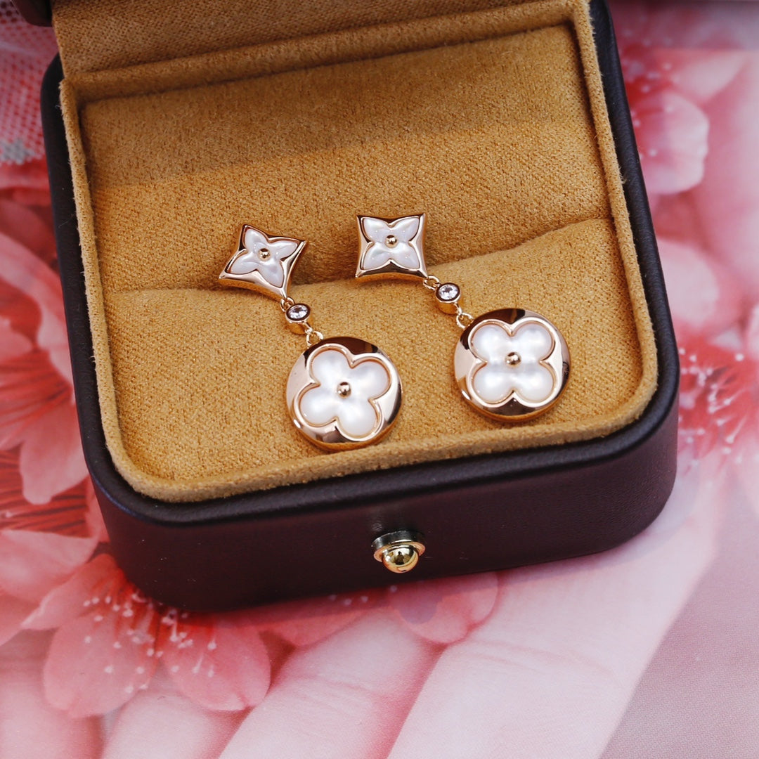 [⭐Hyrra Jewelry]STAR AND SUN PINK GOLD MOP DROP EARRINGS