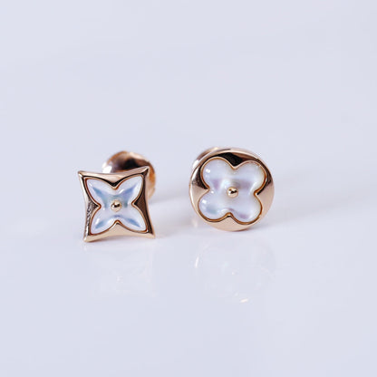 [⭐Hyrra Jewelry]STAR AND SUN PINK GOLD MOP STUD EARRINGS