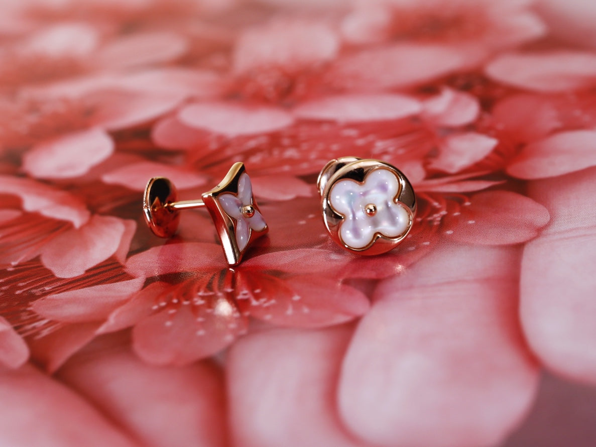 [⭐Hyrra Jewelry]STAR AND SUN PINK GOLD MOP STUD EARRINGS