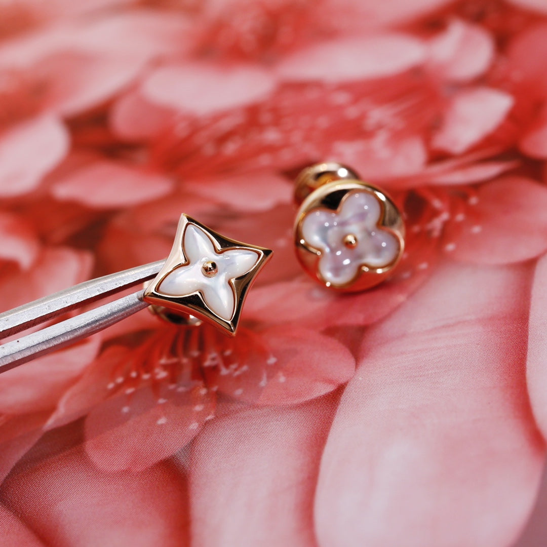 [⭐Hyrra Jewelry]STAR AND SUN PINK GOLD MOP STUD EARRINGS