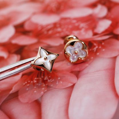 [⭐Hyrra Jewelry]STAR AND SUN PINK GOLD MOP STUD EARRINGS