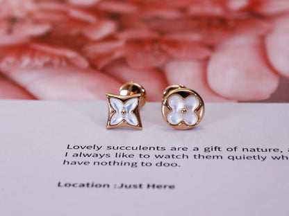 [⭐Hyrra Jewelry]STAR AND SUN PINK GOLD MOP STUD EARRINGS