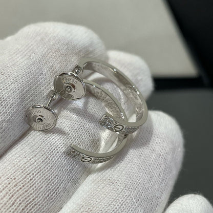 [⭐Hyrra Jewelry]LOVE DIAMOND SILVER HOOP EARRINGS