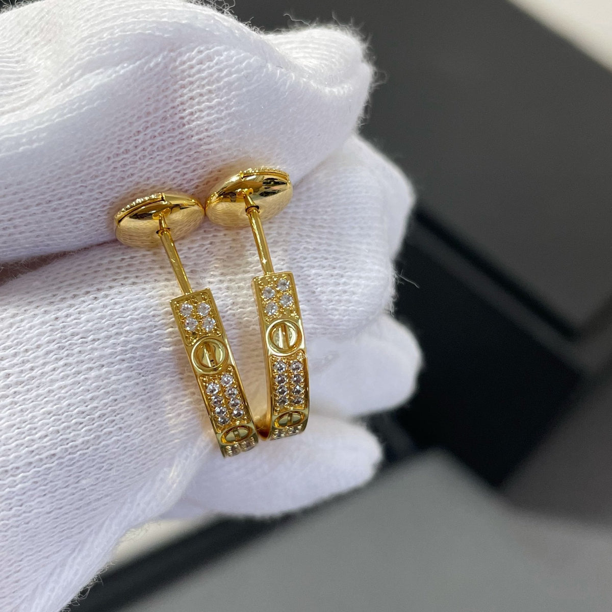 [⭐Hyrra Jewelry]LOVE DIAMOND GOLD HOOP EARRINGS