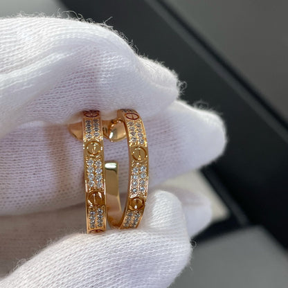 [⭐Hyrra Jewelry]LOVE DIAMOND PINK GOLD HOOP EARRINGS