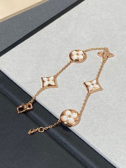 [⭐Hyrra Jewelry]STAR AND SUN 5 MOTIF MOP PINK GOLD BRACELET