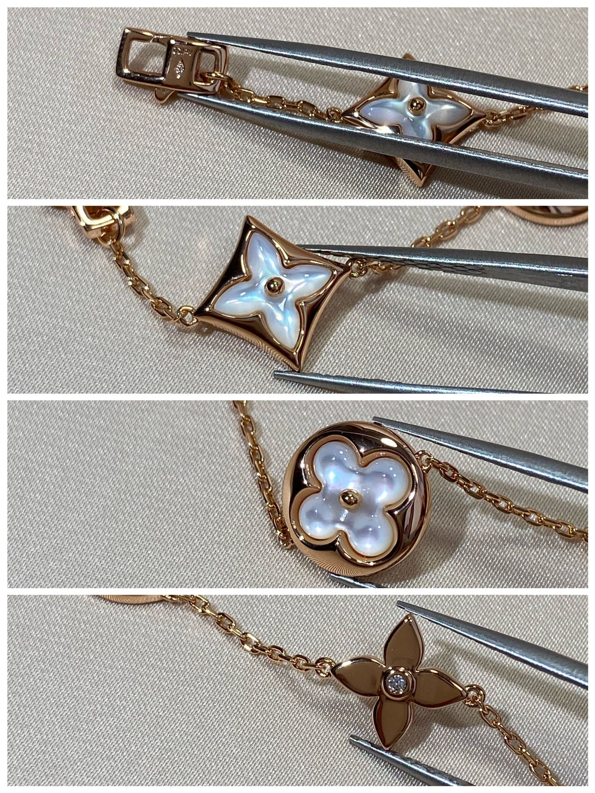 [⭐Hyrra Jewelry]STAR AND SUN 5 MOTIF MOP PINK GOLD BRACELET