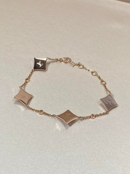 [⭐Hyrra Jewelry]STAR 4 MOTIF MOP DIAMOND PINK GOLD BRACELET