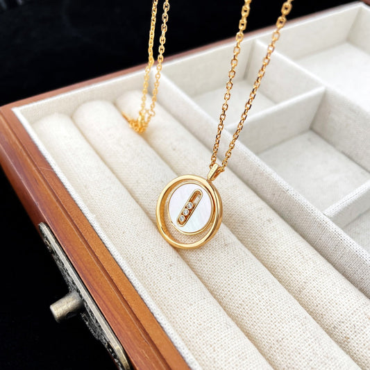 [⭐Hyrra Jewelry]Demo MOVE MOP PINK GOLD NECKLACE