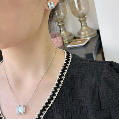[⭐Hyrra Jewelry]POP H SKY BLUE NECKLACE