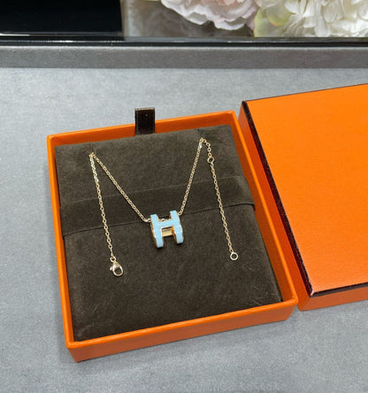 [⭐Hyrra Jewelry]POP H SKY BLUE NECKLACE