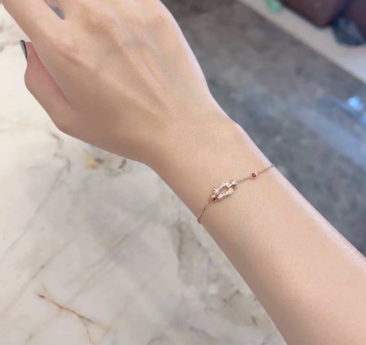 [⭐Hyrra Jewelry]FORCE 10 DIAMOND CHAIN LINK PINK GOLD BRACELET