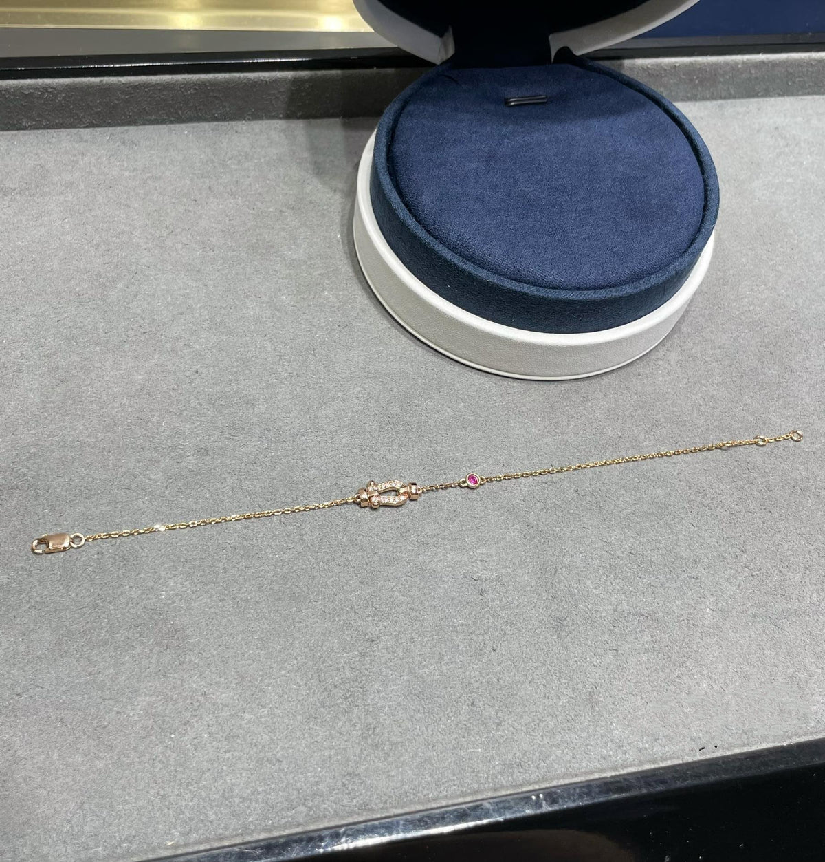 [⭐Hyrra Jewelry]FORCE 10 DIAMOND CHAIN LINK PINK GOLD BRACELET