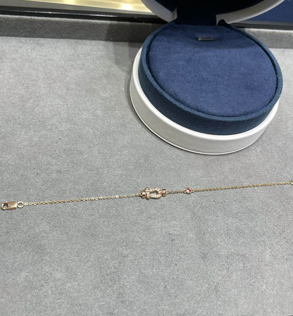 [⭐Hyrra Jewelry]FORCE 10 DIAMOND CHAIN LINK PINK GOLD BRACELET
