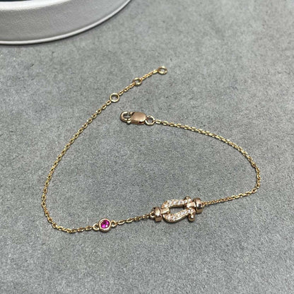 [⭐Hyrra Jewelry]FORCE 10 DIAMOND CHAIN LINK PINK GOLD BRACELET