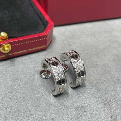 [⭐Hyrra Jewelry]LOVE CERAMIC DIAMOND PAVED SILVER EARRINGS