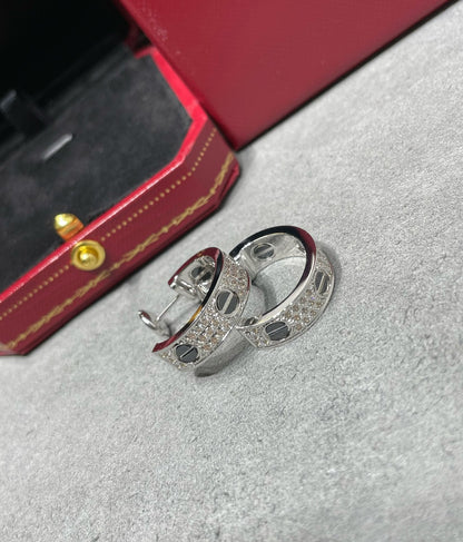[⭐Hyrra Jewelry]LOVE CERAMIC DIAMOND PAVED SILVER EARRINGS