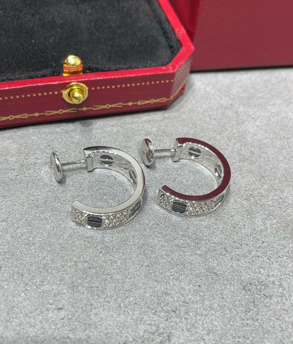 [⭐Hyrra Jewelry]LOVE CERAMIC DIAMOND PAVED SILVER EARRINGS