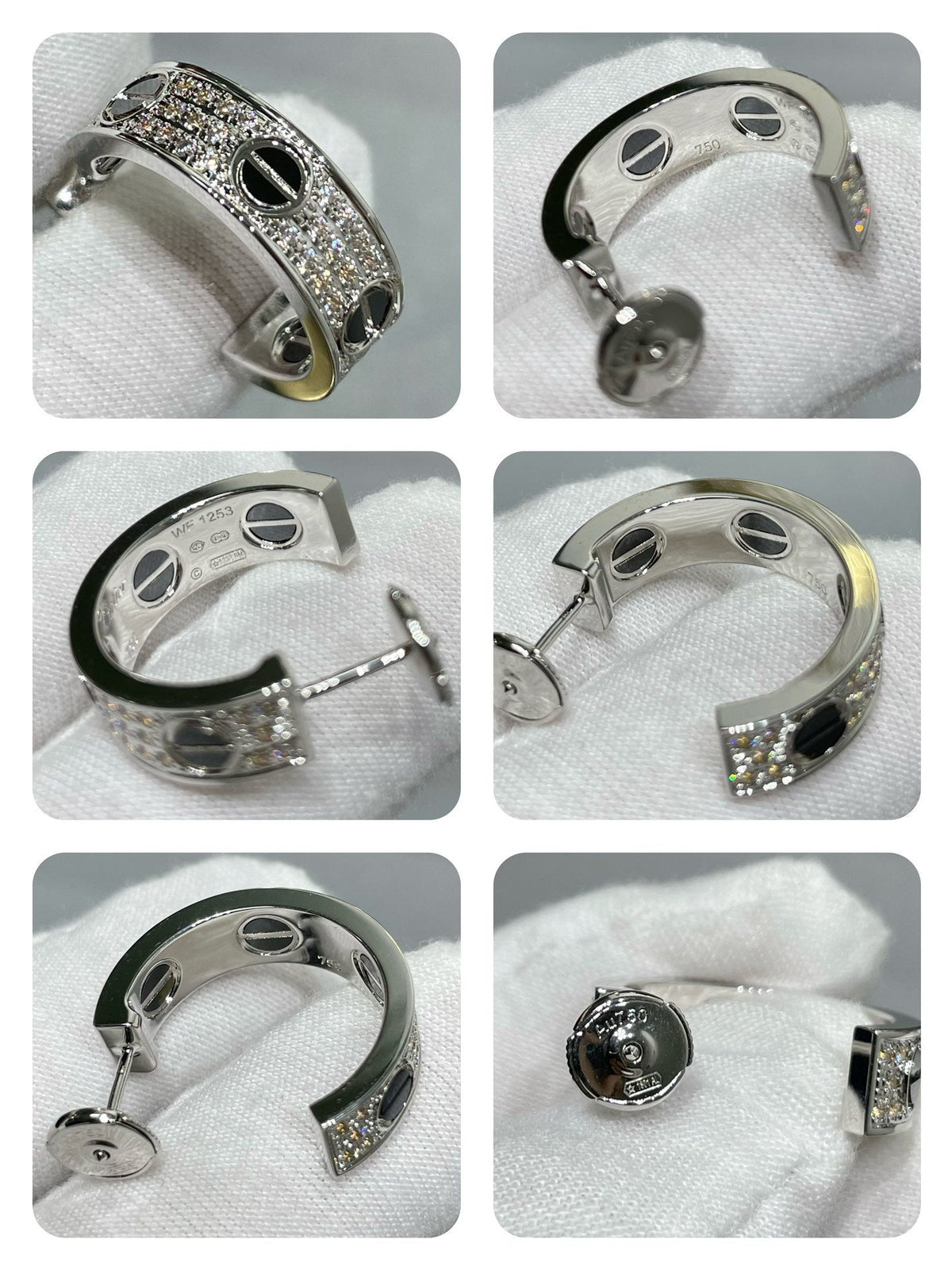 [⭐Hyrra Jewelry]LOVE CERAMIC DIAMOND PAVED SILVER EARRINGS