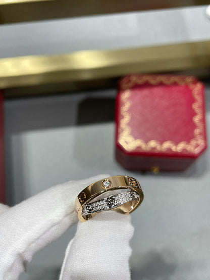 [⭐Hyrra Jewelry]LOVE PINK GOLD SILVER DIAMOND DOUBLE RING