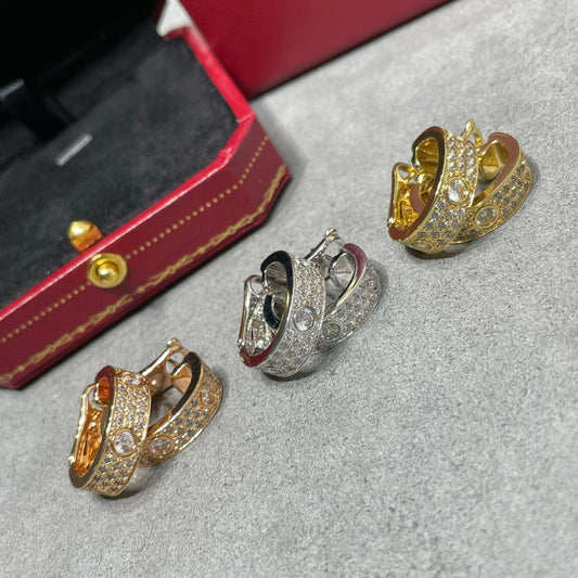 [⭐Hyrra Jewelry]LOVE 5.5MM DIAMOND PAVED EARRINGS