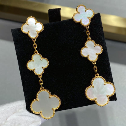 [⭐Hyrra Jewelry]CLOVER MOP 3 MOTIFS GOLD EARRINGS