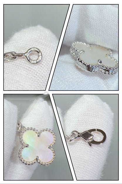 [⭐Hyrra Jewelry]CLOVER 5 MOTIF WHITE MOP SILVER BRACELET