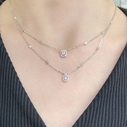 [⭐Hyrra Jewelry]MY TWIN 2 ROW DIAMOND NECKLACE