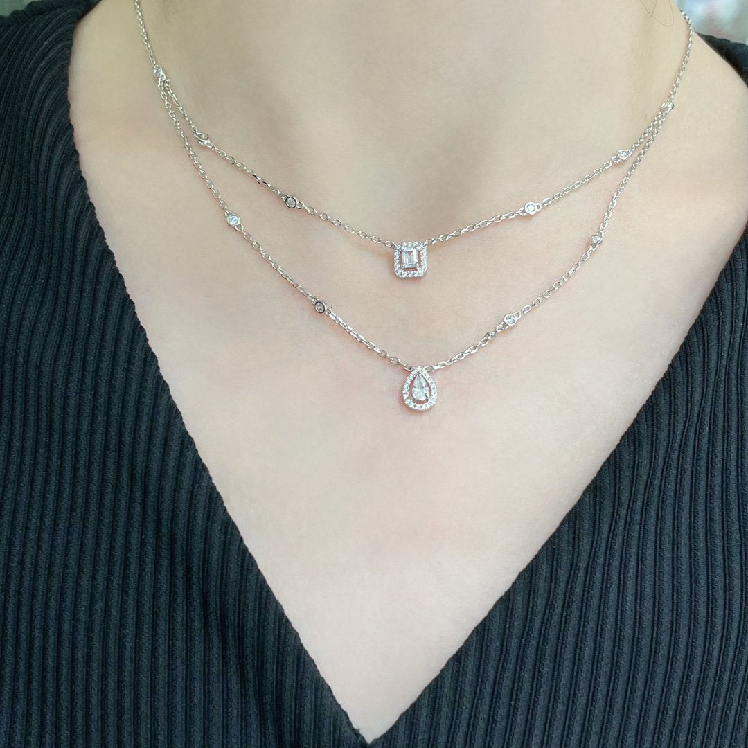 [⭐Hyrra Jewelry]MY TWIN 2 ROW DIAMOND NECKLACE