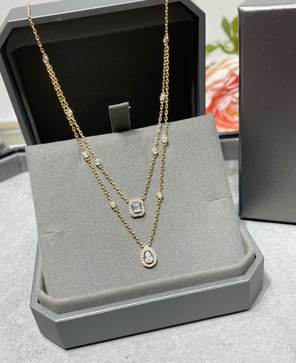 [⭐Hyrra Jewelry]MY TWIN 2 ROW DIAMOND NECKLACE