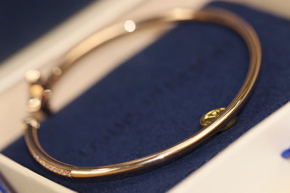 [⭐Hyrra Jewelry]IDYLLE PINK GOLD OPEN BRACELET DIAMOND PAVED
