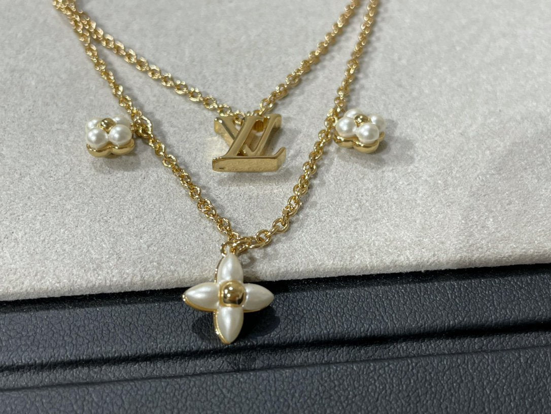[⭐Hyrra Jewelry]FLOWERGRAM GOLD MOP DOUBLE ROW NECKLACE