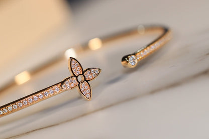 [⭐Hyrra Jewelry]IDYLLE GOLD OPEN BRACELET DIAMOND PAVED