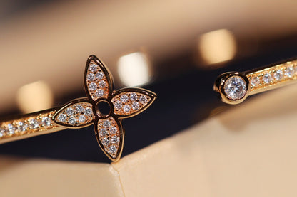 [⭐Hyrra Jewelry]IDYLLE GOLD OPEN BRACELET DIAMOND PAVED