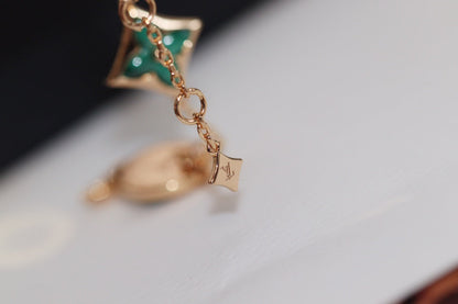 [⭐Hyrra Jewelry]STAR AND SUN 4 MOTIF PINK GOLD MALACHITE BRACELET