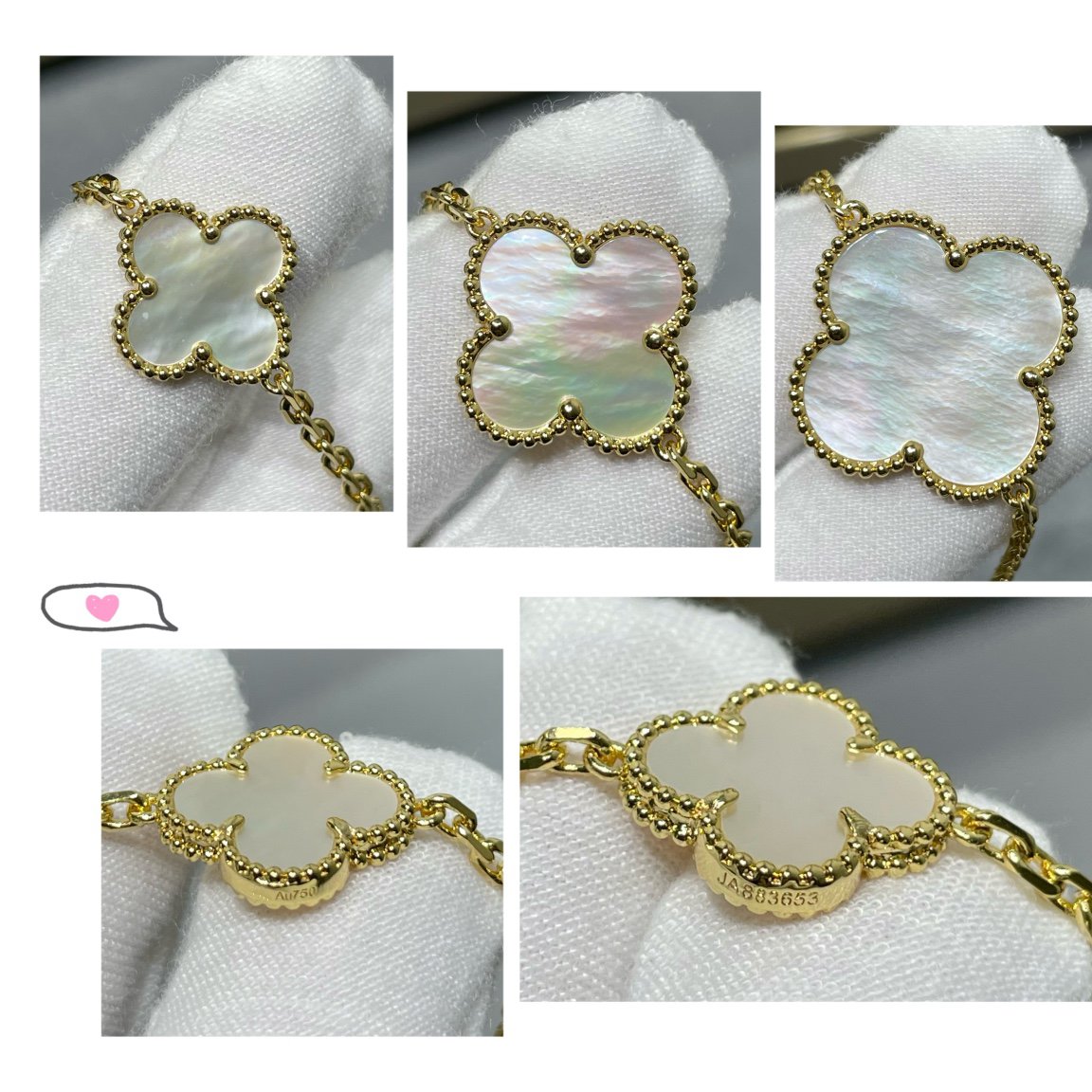 [⭐Hyrra Jewelry]CLOVER 16 MOTIF WHITE MOP GOLD NECKLACE
