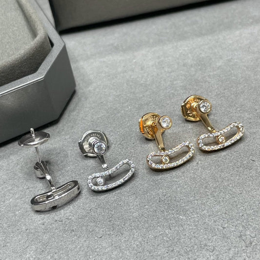 [⭐Hyrra Jewelry]MOVE UNO PINK GOLD DIAMOND EARRINGS
