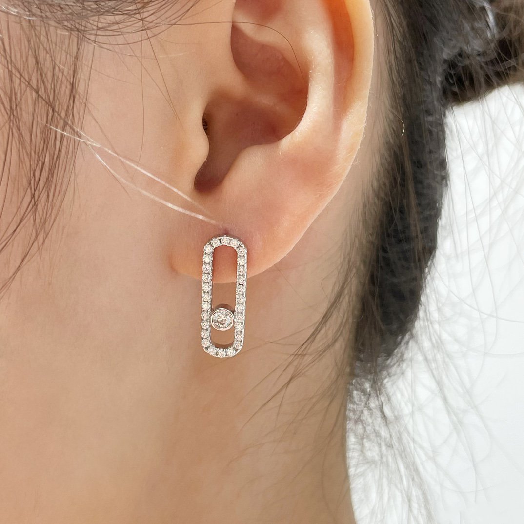 [⭐Hyrra Jewelry]MOVE UNO STUD DIAMOND PAVED EARRINGS