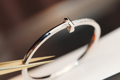 [Hyrra Jewelry]NARROW T1 HINGED BANGLE DIAMOND SILVER